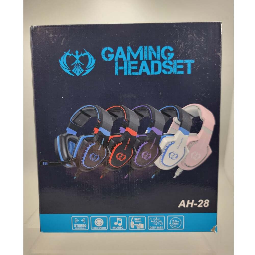 White/Blue AH-28 Wired Gaming Headphones 3.5mm Connection 3305